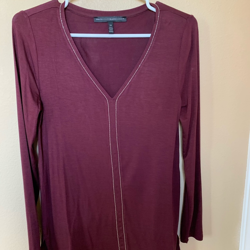 WHBM maroon blouse NWOT